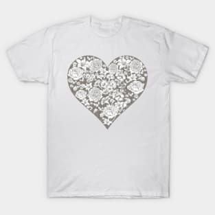 Vintage flowers in silver heart T-Shirt